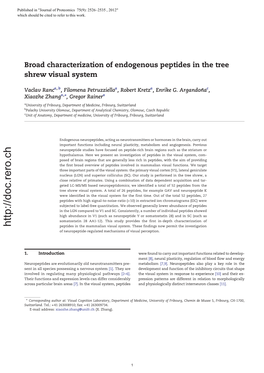 Broad Characterization of Endogenous Peptides in the Tree Shrew Visual System