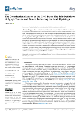 The Constitutionalization of the Civil State: the Self-Definition of Egypt, Tunisia and Yemen Following the Arab Uprisings