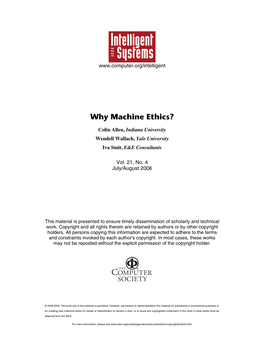 Why Machine Ethics?