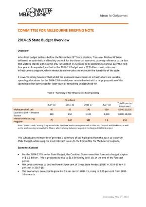 2014-15 State Budget Overview