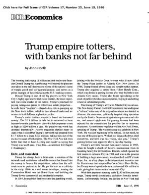 Trump Empire Totters, with Banks Not Far Behind