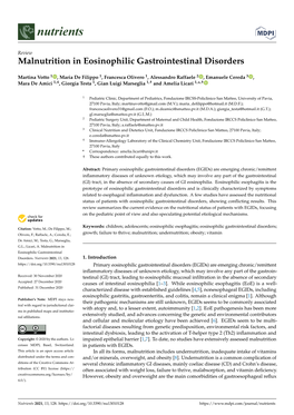 Malnutrition in Eosinophilic Gastrointestinal Disorders
