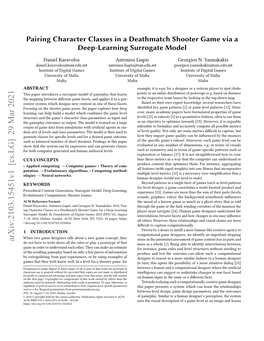 Pairing Character Classes in a Deathmatch Shooter Game Via a Deep-Learning Surrogate Model