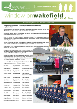 ISSUE 46 August 2016 Wakefield Volunteer Fire Brigade Honours