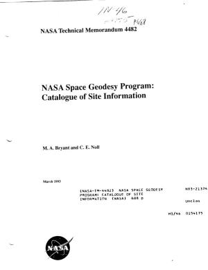 NASA Space Geodesy Program: Catalogue of Site Information