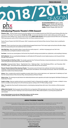 Introducing Phoenix Theatre's 99Th Season!
