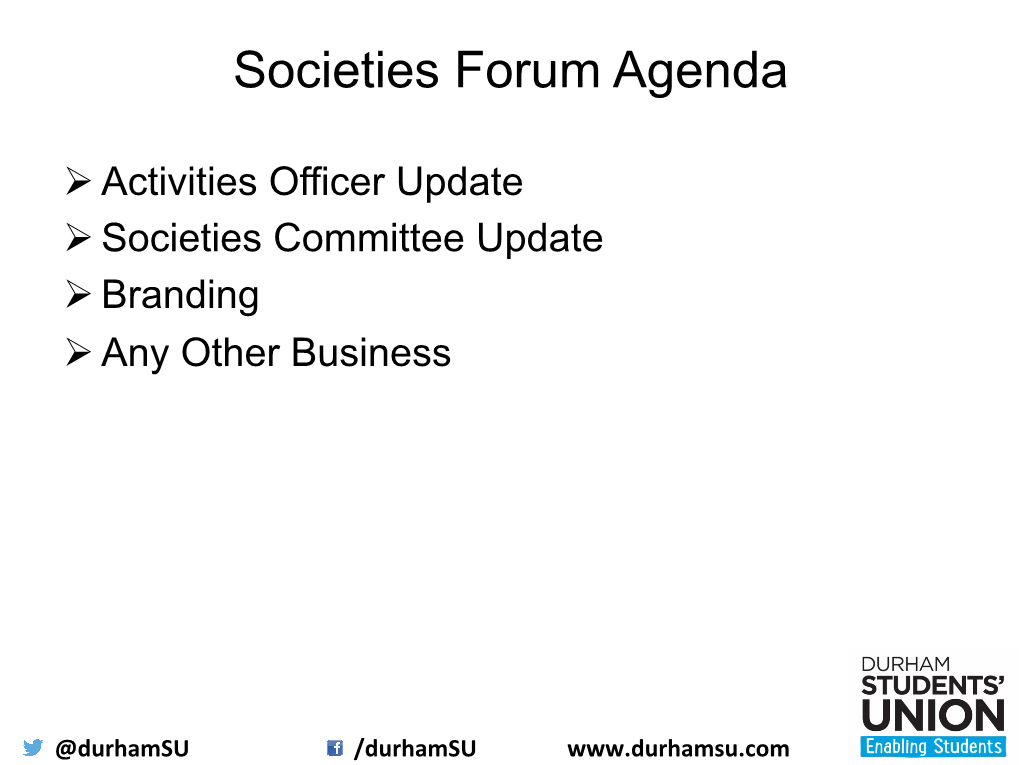 Societies Forum Agenda