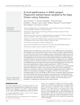 Pygoscelis Adeliae) Faeces Sampled at the Cape Crozier Colony, Antarctica