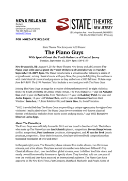 The Piano Guys with Special Guest the Youth Orchestra of Central Jersey Tuesday, September 10, 2019, 8Pm / $49-$199