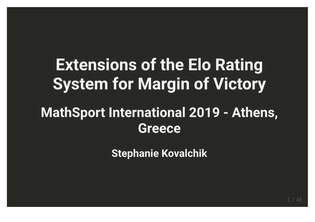 Extensions of the Elo Rating System for Margin of Victory