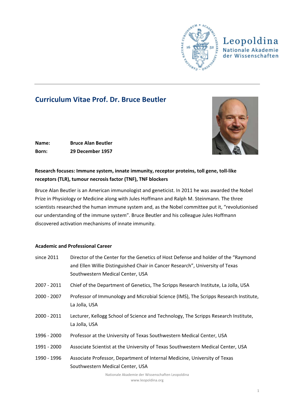 CV Bruce Beutler