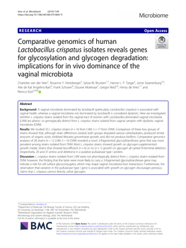 Comparative Genomics of Human Lactobacillus Crispatus Isolates
