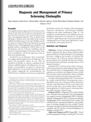 Diagnosis and Management of Primary Sclerosing Cholangitis