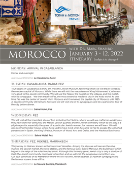 Morocco 2022 Itinerary