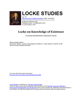 Locke on Knowledge of Existence