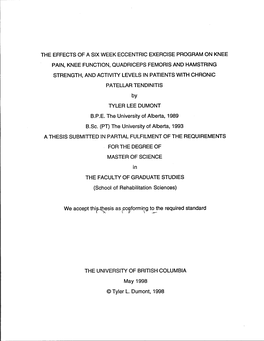 The Effects of a Six Week Eccentric Exercise Program on Knee