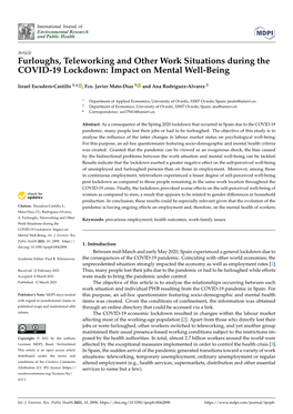 Furloughs, Teleworking and Other Work Situations During the COVID-19 Lockdown: Impact on Mental Well-Being