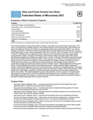 Federated States of Micronesia State and Private Forestry Fact Sheet 2021
