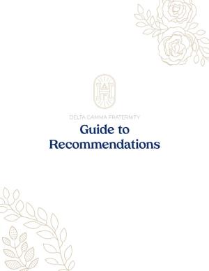 Guide to Recommendations Guide to Recommendations