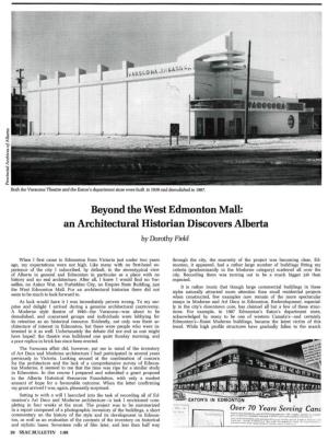 Beyond the West Edmonton Mall: an Architectural Historian Discovers Alberta by Dorothy Field