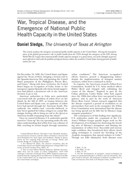 War, Tropical Disease, and the Emergence of National Public Health Capacity in the United States