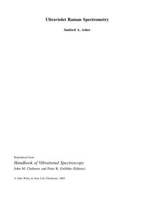 Ultraviolet Raman Spectrometry Handbook of Vibrational