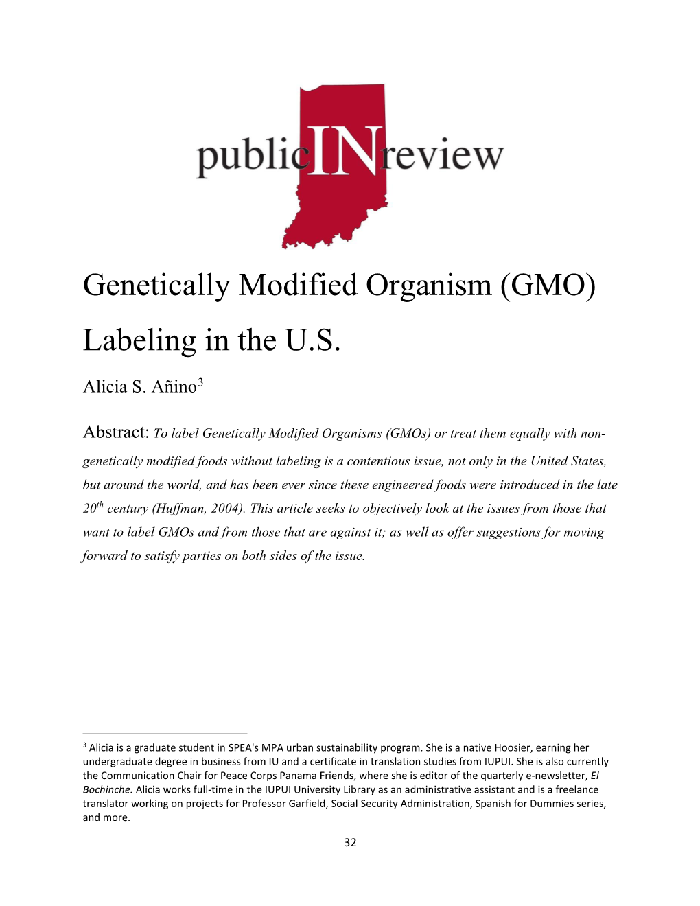 Genetically Modified Organism (GMO) Labeling in the U.S