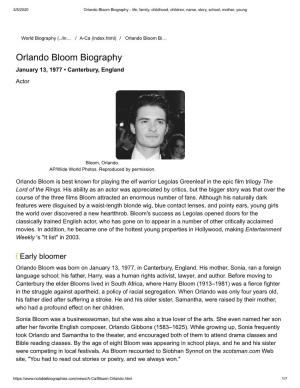 Orlando Bloom Biography - Life, Family, Childhood, Children, Name, Story, School, Mother, Young