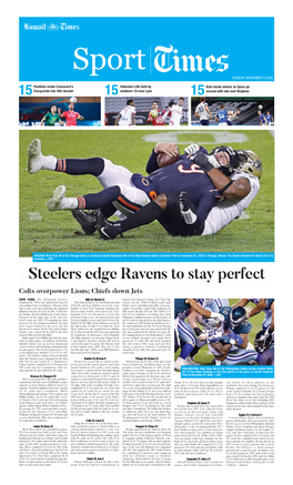Steelers Edge Ravens to Stay Perfect Colts Overpower Lions; Chiefs Down Jets