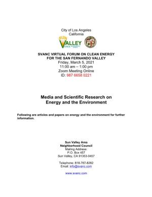Media and Scientific Research on Energy and the Environment