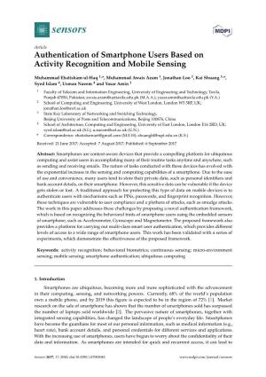 Authentication of Smartphone Users Based on Activity Recognition and Mobile Sensing