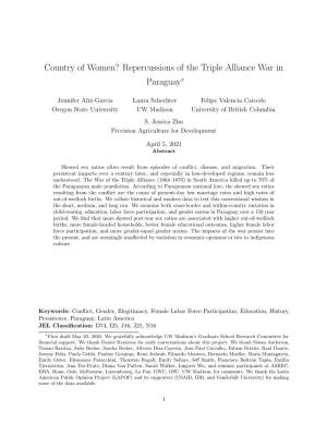 Country of Women? Repercussions of the Triple Alliance War in Paraguay∗