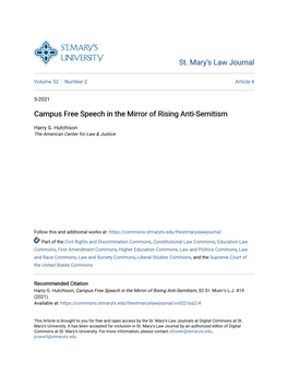 Campus Free Speech in the Mirror of Rising Anti-Semitism