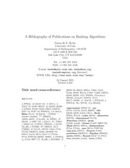 A Bibliography of Publications on Hashing Algorithms