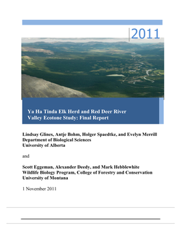 Ya Ha Tinda Elk Herd and Red Deer River Valley Ecotone Study: Final Report