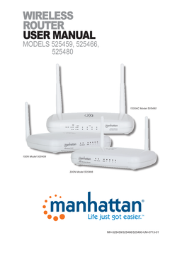 Wireless Router User Manual Models 525459, 525466, 525480