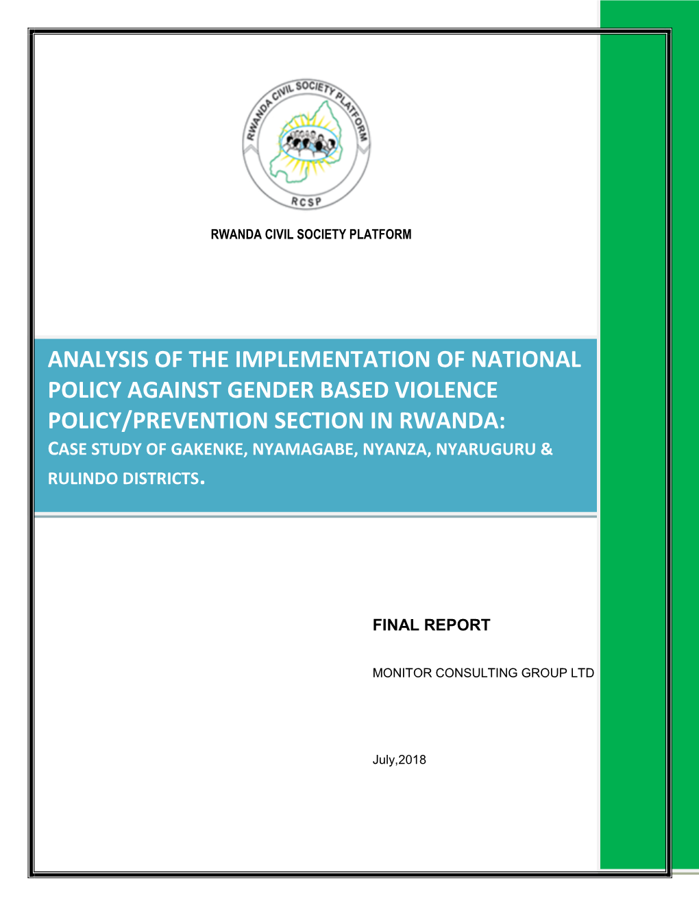 Final Report on GBV in Rwanda