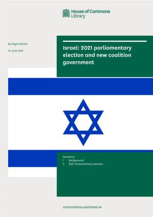 Israel: 2021 Parliamentary Election and New Coalition Government