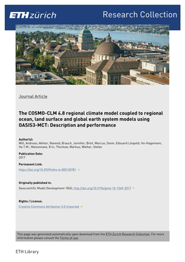 The COSMO-CLM 4.8 Regional Climate Model Coupled to Regional Ocean, Land Surface and Global Earth System Models Using OASIS3-MCT: Description and Performance