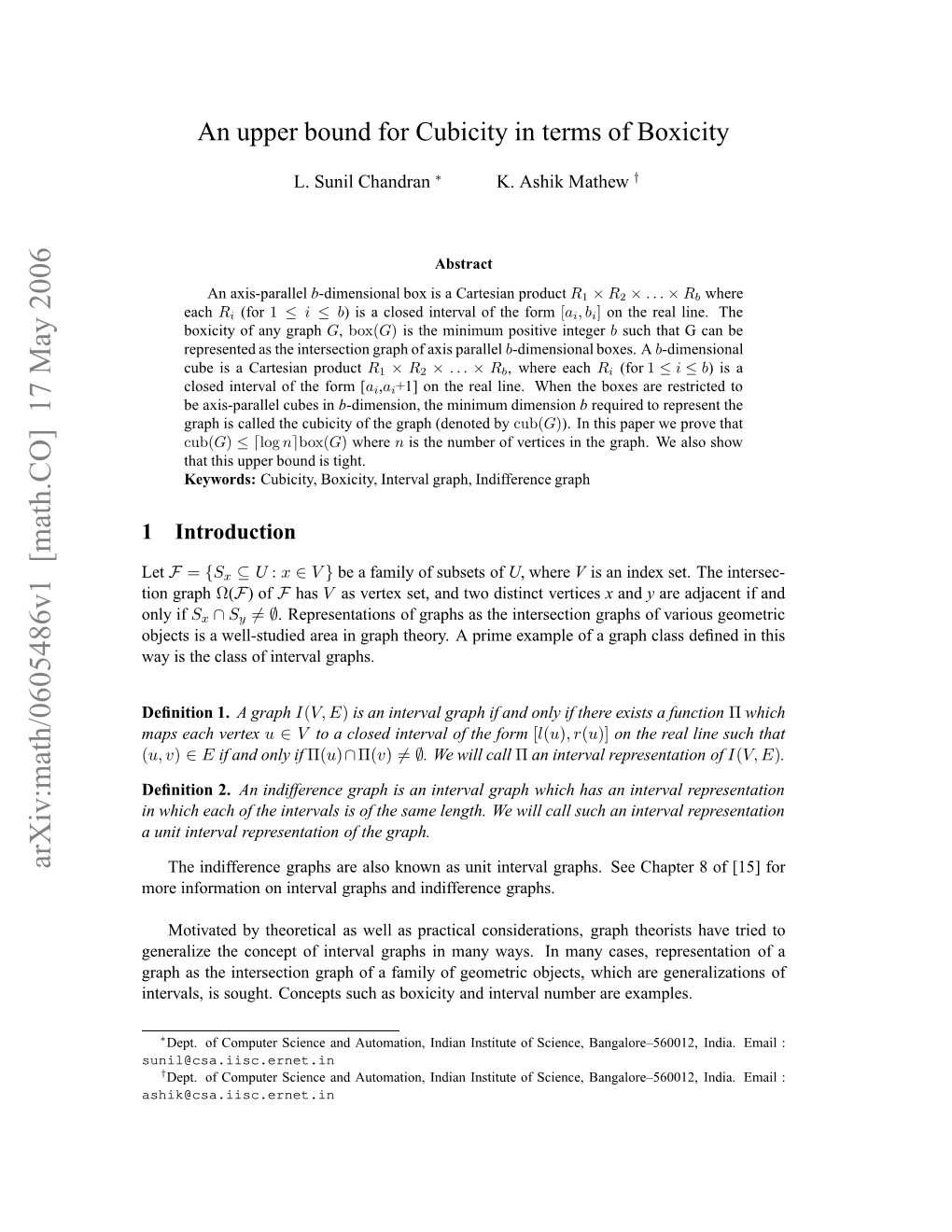 An Upper Bound for Cubicity in Terms of Boxicity