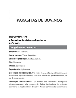 Parasitas De Bovinos