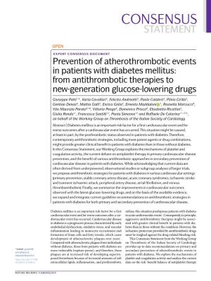 Prevention of Atherothrombotic Events in Patients with Diabetes Mellitus: from Antithrombotic Therapies to New-Generation Glucose-Lowering Drugs