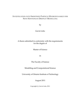 By Gavin Lobo a Thesis Submitted in Conformity with the Requirements For