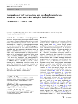 Comparison of Polycaprolactone and Starch/Polycaprolactone Blends As Carbon Source for Biological Denitriﬁcation