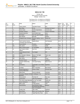 Playlist - WNCU ( 90.7 FM ) North Carolina Central University Generated : 01/26/2012 03:58 Pm
