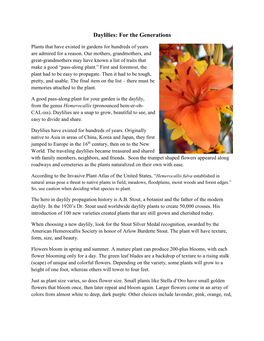 Daylilies: for the Generations