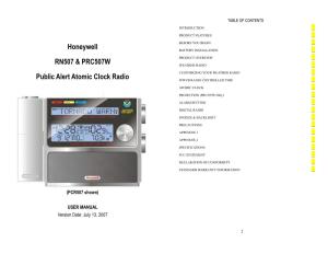 Honeywell RN507 & PRC507W Public Alert Atomic Clock Radio