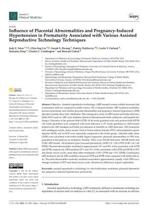 Influence of Placental Abnormalities and Pregnancy-Induced Hypertension in Prematurity Associated with Various Assisted Reproduc