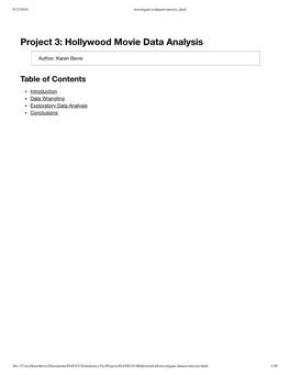 Project 3: Hollywood Movie Data Analysis