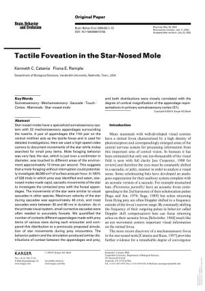 Tactile Foveation in the Star-Nosed Mole